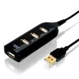 4-Port USB 2.0 Ultra Mini Hub schwarz – 4 Highspeed Ports für Notebook / Laptop / Netbook + PC / MAC | Plug & Play | ohne Netzteil schwarz
