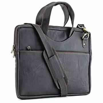 A.P. Donovan – Laptop Bag Leather brown 15 „- Laptop Case for MacBook Pro 15 and iPad Pro – flat
