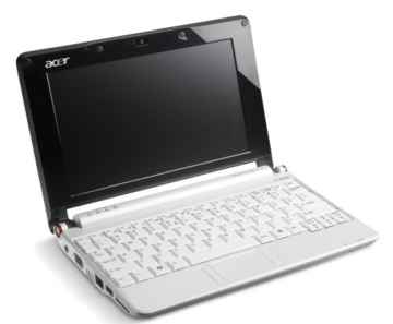 Acer Aspire One A110L 22,6 cm (8,9 Zoll) WSVGA Netbook (Intel Atom N270 1,6 GHz, 512MB RAM, 8GB SSD, Linux) weiss