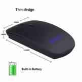 Bongem Superdünne Maus mit leisen Tasten, 2,4 GHz, kabellos, wiederaufladbar, integrierter 550 mAh Akku, für PC / Computer / Notebook, mit Nano-Empfänger