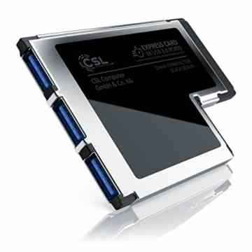 CSL – USB 3.0 3 Port ExpressCard 54mm | PCMCIA Schnittstellenkarte / Adapter / Konverter | 3x USB Ports Typ A | Super Speed / bis zu 5 GBit/s | 54mm Einbaubreite