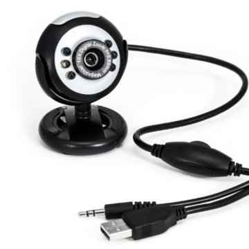 CSL – USB Webcam inkl. Mikrofon mit 6 LEDs HD + Lichtsensor | (interpoliert 12 MP) | Plug & Play | Universal Klemmfuß | PC + Notebook | Skype/MSN/ICQ/YAHOO/AIM