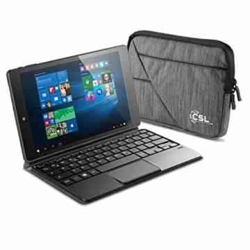 CSL Panther Tab 9s inkl. Windows 10 Home – 8.9 Zoll (22,6cm) Tablet, Intel QuadCore 4x 1920 MHz, 2GB RAM, 32GB SSD, Tastatur-Dock, 64GB SD-Karte, Tasche