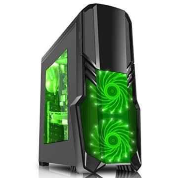 CiT G Force Gaming Case mit 15 LED grün Front Fan – Schwarz
