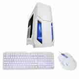 CiT Storm ATX Fall 1 x 12 cm Blue LED Lüfter vorne Plus Tastatur/Maus-Set, weiß