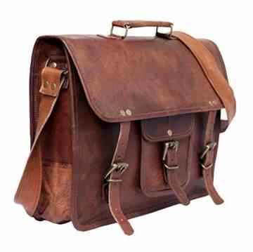 Cool Stuff Leder Umhängetasche Laptoptasche 15 Zoll Ledertasche Vintage Ledertasche Unitasche Collegetasche Lehrertasche Bürotasche Arbeitstasche Aktentasche Henkeltasche Groß Braun
