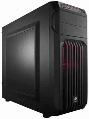 Corsair CC-9011050-WW Carbide Series Gaming PC-Gehäuse (Spec-01, Seitenfenster, Mid-Tower ATX) schwarz mit rotem LED Lüfter