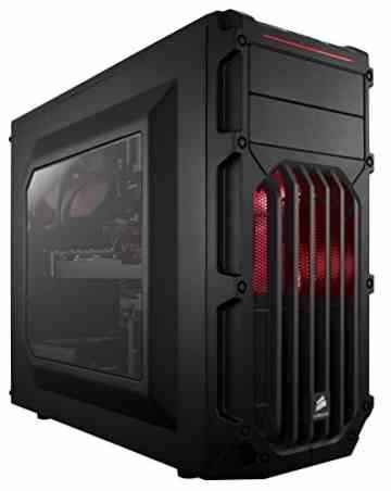 Corsair CC-9011052-WW Carbide Series Gaming PC-Gehäuse (Spec-03, Seitenfenster, Mid-Tower ATX) schwarz mit rotem LED Lüfter