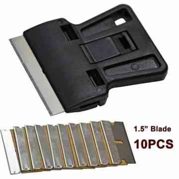Ehdis® Sicherheit Farbschaber Mini Razor Schaber mit 10 Extra 1,5-Zoll-One-Edged High Carbon-Rasierklingen für Windows Film Installieren des Autotönungs