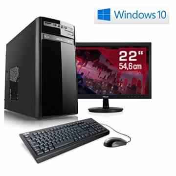 Entertain PC IDV A8-6600K inkl. Windows 10 Home – AMD Quad-Core A8-6600K 4x 3900 MHz, 8GB RAM, 1TB HDD, 300MBit/s WLAN, 10in1 CardReader – 22″ LED Monitor, Tastatur-Maus Set
