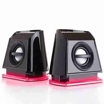 GOgroove LED Satelliten Lautsprecher Set / Stereo 2.0 Lautsprecher System Subwoofer für PC Spiele wie Minecraft Sims 4 Battlefield Ghost Recon & mehr