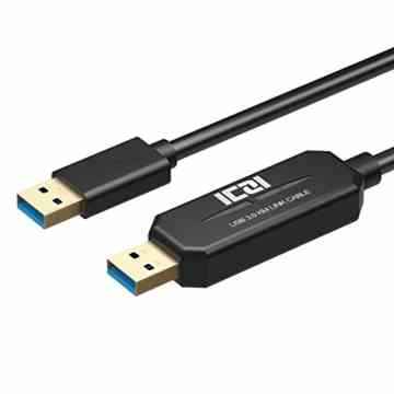 ICZI USB 3.0 Datenkabel, hochgeschwindigkeits PC zu PC USB Datenkabel, Datenaustausch zwischen 2 Computern, Vernickelt, Schwarz, für Windows und Mac, 1.5m (USB 3.0)