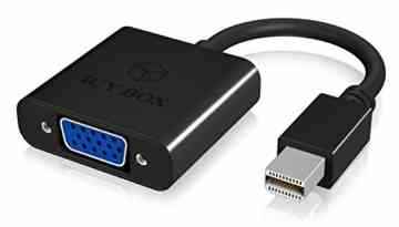 Icy Box IB-AC539 Mini DisplayPort (Mini DP) auf VGA Adapter, Full HD (1920×1080/60Hz), Schwarz