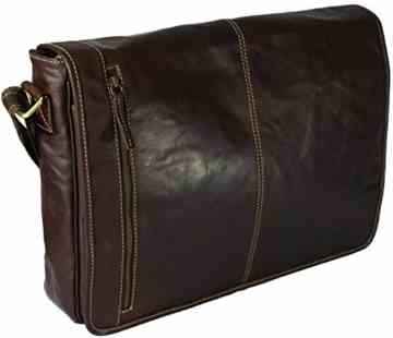 Laptop-Tasche „ATLANTA“ (15″) | Echtes Büffel-Leder | Notebook Umhängetasche Herren Damen Braun | By Alpenleder