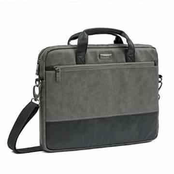 Laptoptasche 15.6 | Evecase Premium Doppelfarbige Umhängetasche mit Gepolstert Laptopfach, Fronttasche, Zubehörfach für Laptop in 15,6 Zoll – Waschbär Grau