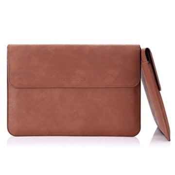 MoKo MacBook Air / Pro 13.3 Zoll Laptop Hülle – PU Leder Tasche Schutzhülle Lederhülle Wallet Case Leather Sleeve Aktentasche mit Karten-Slot für Apple MacBook Air / Macbook Pro 13.3 Zoll, Braun