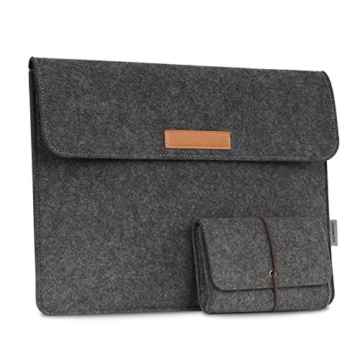 MoKo Surface Book 13.5 Zoll Filz Sleeve Hülle – Ultrabook Laptoptasche Notebooktasche Laptop Schutzhülle Tasche Laptophülle mit Karten-Slot / Kleine Filz Bag für Surface Book 13.5 Zoll, Dunkelgrau