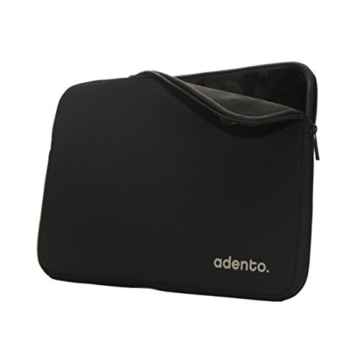 Notebook Schutzhülle Neopren | für 15 – 15.4 Zoll Laptops (39,11 cm) z.B. für Macbook | Original Business-Design von Adento | Gepolstert, Resistent, Tasche, Unterwegs und im Auto, Schwarz