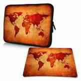 PEDEA Design Schutzhülle Notebook Tasche bis 15,6 Zoll (39,6cm) mit Design Mauspad, Brown Global Map