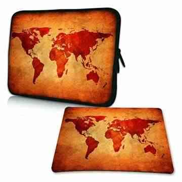 PEDEA Design Schutzhülle Notebook Tasche bis 15,6 Zoll (39,6cm) mit Design Mauspad, Brown Global Map