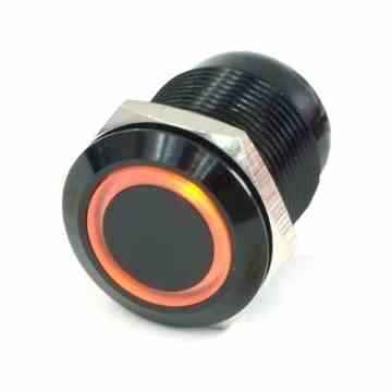 Phobya Vandalismus / Klingeltaster 16mm Aluminium schwarz, orange Ring beleuchtet 5pin