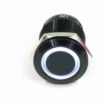 Phobya Vandalismus / Klingeltaster 16mm Aluminium schwarz, weiß Ring beleuchtet 5pin