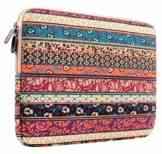 Plemo Laptophülle, Bohème Stil Canvas-Gewebe Hülle Sleeve Tasche für 38,1-39,6 cm (15-15,6 Zoll) Laptop / Notebook Computer / MacBook / MacBook Pro, Mystischen Wald