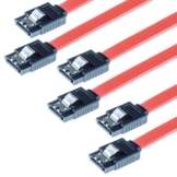 Poppstar 3x 0,5m Sata 3 HDD SSD Kabel mit Clip Steckern gerade, bis zu 6 Gb/s, rot