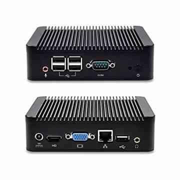 QOTOM Mini Computer Q100N with Intel Celeron 1037U Prozessor, Dual Core 1.8 GHz, HDMI, VGA, LAN, 5 USB2.0, COM Ports, X86 Mini PC Windows Linnux OS (4G RAM 64G SSD)