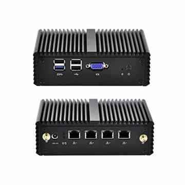 QOTOM-Q190G4N with Intel Celeron j1900 processor and 4 Intel Gigabit LAN ports, 8GB RAM 64GB SSD, Quad core Mini PC Linux