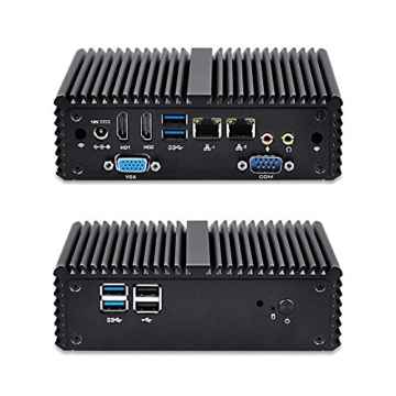 Qotom-Q150P-S08 Fanless Mini PC Desktop Windows 10 OS (64-bit) Intel Braswell Quad-Core Celeron N3150 (4GB RAM, 500GB SSD with WiFi + Bluetooth) Dual Gigabit Ethernet 2 HD Video