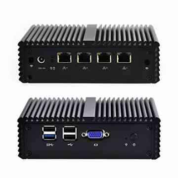 Qotom-Q190G4N-S08 Windows 10 4 LAN 4 USB Port Mini PC Desktop Intel Celeron Quad Core Bay Trail J1900 2.0GHz, 8GB RAM, 128GB SSD, WiFi