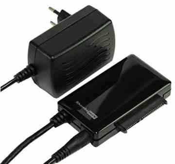 RHOMBUTECH® – AKTIV USB 3.0 zu SATA Adapter – Konverter für 2.5/3.5/5,25 Zoll SATA HDD/SSD/DVD-Laufwerke – USB 3.0 – SATA 3 – mit 12V 2A Netzteil für 3,5/5,25 Zoll HDD/DVD Laufwerke