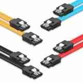 SET – 4x deleyCON [0,5m] S-ATA 3 Kabel – PREMIUM SATA 3 HDD / SSD Datenkabel mit Clip – 2x Stecker gerade – bis 6 Gbit/s – Länge: 50cm / Farbe: Gelb/Rot/Blau/Schwarz