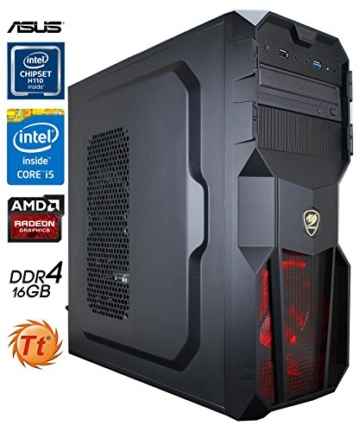 SNOGARD GAMER PC | Intel Core i5-6600 | 16GB DDR4 | 240GB SSD + 2TB HDD | 4GB Radeon RX460 | CD/DVD-Rewriter | Gamer PC Komplett System | Spiele-PC