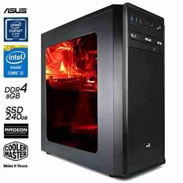 SNOGARD Gamer PC | High Power Gaming Komplett System | Custom PC-Gaming Desktop Computer | Intel Core i5-7500,4GB AMD Radeon RX460 Overclocked, 8GB DDR4 RAM, 240GB SSD + CD/DVD-Rewriter • Spiele-PC