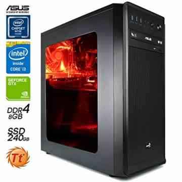 SNOGARD Gaming PC | Intel Core i3-6100, Nvidia Geforce GTX1050, 8GB DDR4 RAM, 240GB SSD + CD/DVD-Rewriter | Gamer PC Komplett System | Custom PC Gaming Desktop Computer | Spiele Computer