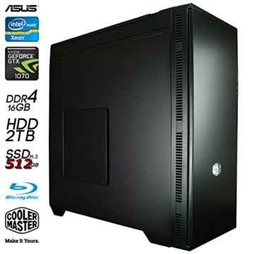 SNOGARD MediaLine Advanced Photo Studio PC | Intel Xeon E3-1230 V5 CPU | 16GB DDR4 | 480GB SSD | 8GB Nvidia GF GTX1070 • Professioneller Business Workstation & Multimedia Desktop Computer Workstation