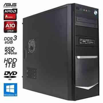 SNOGARD OFFICE PC | AMD A10-7800 | 8GB DDR3 | 1TB +240GB SSD | HD8670D | W10Pro | 7.1 Sound | Desktop Komplett System |