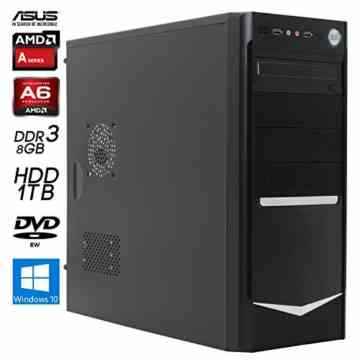 SNOGARD Office / Multimedia PC | AMD A6-5400K | 8GB DDR3 | 1TB HD | Radeon HD7540D | W10Pro | 7.1 Sound | Desktop Computer