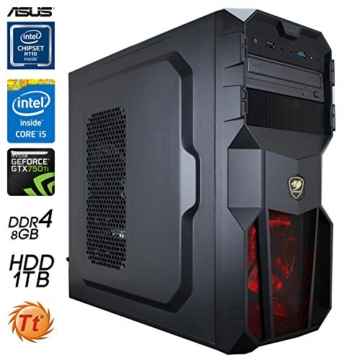 SNOGARD Quad! Gamer PC | i5-6500 | 8GB DDR4 | 1TB HDD | 4GB GTX1050Ti OC HDMI/DVI/VGA mit DirectX12 Technology | USB3 | Gaming Mainboard | 22x Dual Layer DVD-Brenner | 7+ USB-Anschlüsse | Windows 10 Professional 64