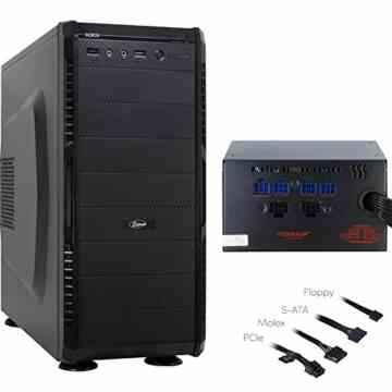 SY-608 Midi Tower PC Computer Gehäuse Front USB 3.0 750 Watt Gamer Netzteil mit Kabelmanagement
