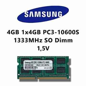 Samsung 4GB (1x 4GB) DDR3 1333MHz (PC3 10600S) SO Dimm Notebook Laptop Arbeitsspeicher RAM Memory