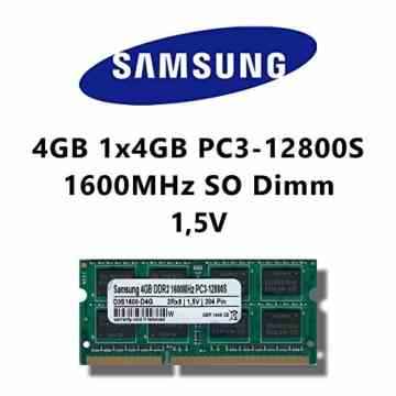 Samsung 4GB (1x 4GB) DDR3 1600MHz (PC3 12800S) SO Dimm Notebook Laptop Arbeitsspeicher RAM Memory