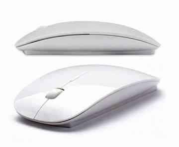 Schlank Wireless mini optische Maus mit USB-Empfänger 2.4G für Laptops / Desktop-PC /XP / Vista / Windows 7 / Windows 10 / Macintosh. Doppelseitiges Board – weiße Farbe in Hochglanz