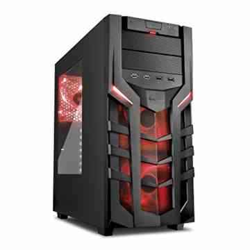 Sharkoon DG7000 PC-Gehäuse mit Window Kit (2x USB 3.0, 2x USB 2.0, 3x 140 mm LED-Lüfter) rot