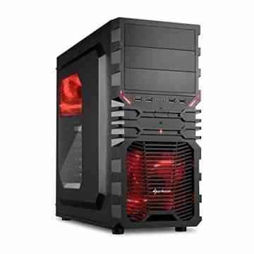 Sharkoon VG4-W Rot PC-Gehäuse mit Window Kit (2x USB 3.0, 2x USB 2.0, ATX) schwarz/rot