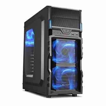 Sharkoon VG5-W PC-Gehäuse (Schnellverschlüsse, 2x 120-mm-LED-Lüfter vorinstalliert, USB 3.0) schwarz
