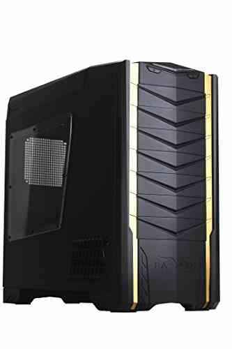SilverStone SST-RV03B-W – Raven Big Tower EATX/ATX Gaming Computer-Gehäuse, mit Fenster, champagnerfarbige Zierstreifen, schwarz
