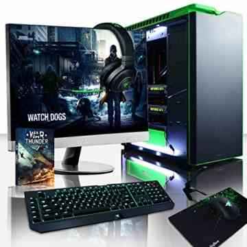 Vibox VBX-PC-5908 Legend Paket 32 68,6 cm (27 Zoll) Gaming Desktop-PC (Intel Core i7 5960X, 32GB RAM, 3240GB HDD, NVIDIA Geforce GTX 980 Ti SLI, Win 10 Home) grün